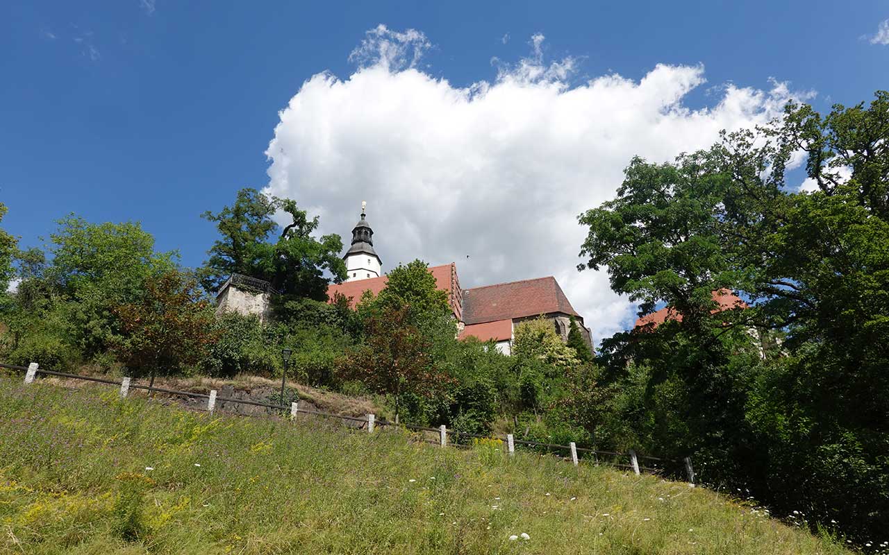 Herrental: Granit-Mauer auf Grauwacke mit Hauptkirche St. Marien